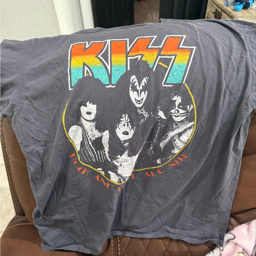 Kiss Kids Graphic Tee - Gray with Multicolor Logo